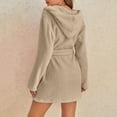 thumbnail image 7 of HOOJT Clearance!Women Soft Solid Color Long Sleeve V-Neck Winter Sashes Pokets Fleece Faux Velvet Sleepwear Dress Nightgowns, 7 of 7
