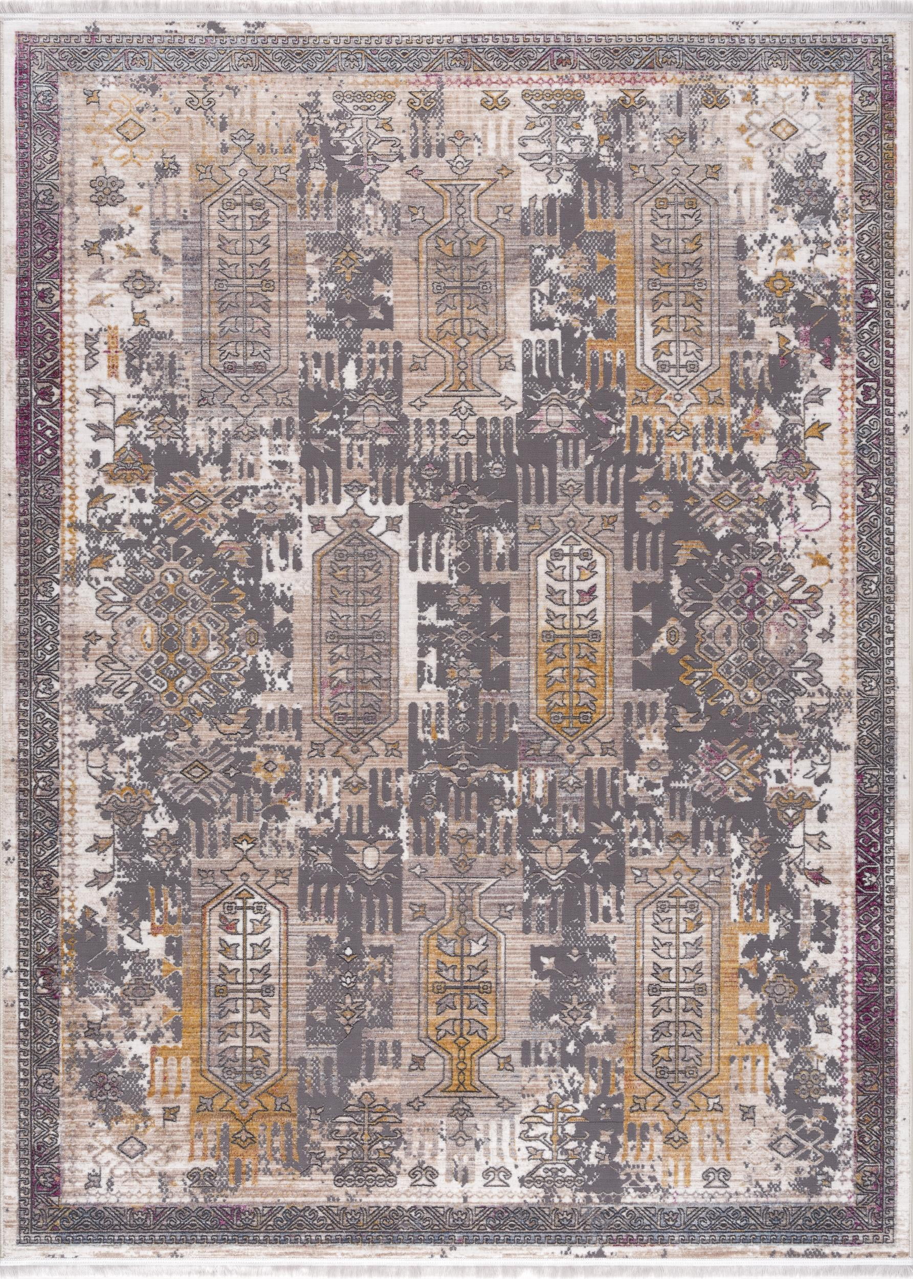 Rug Branch Amalfi 2' x 16' (Exact Size: 2'3" 16') South-Western Indoor Runner Rug, Grey Beige, Boho - Entryway, Hallway, Bathroom, and Kitchen