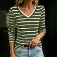 thumbnail image 4 of Neewe 3/4 Length Striped Sleeve Womens Tops Dressy V Neck Collared Shirts Trendy Business Casual Work Blouses Daily Outfits 2026, 4 of 7