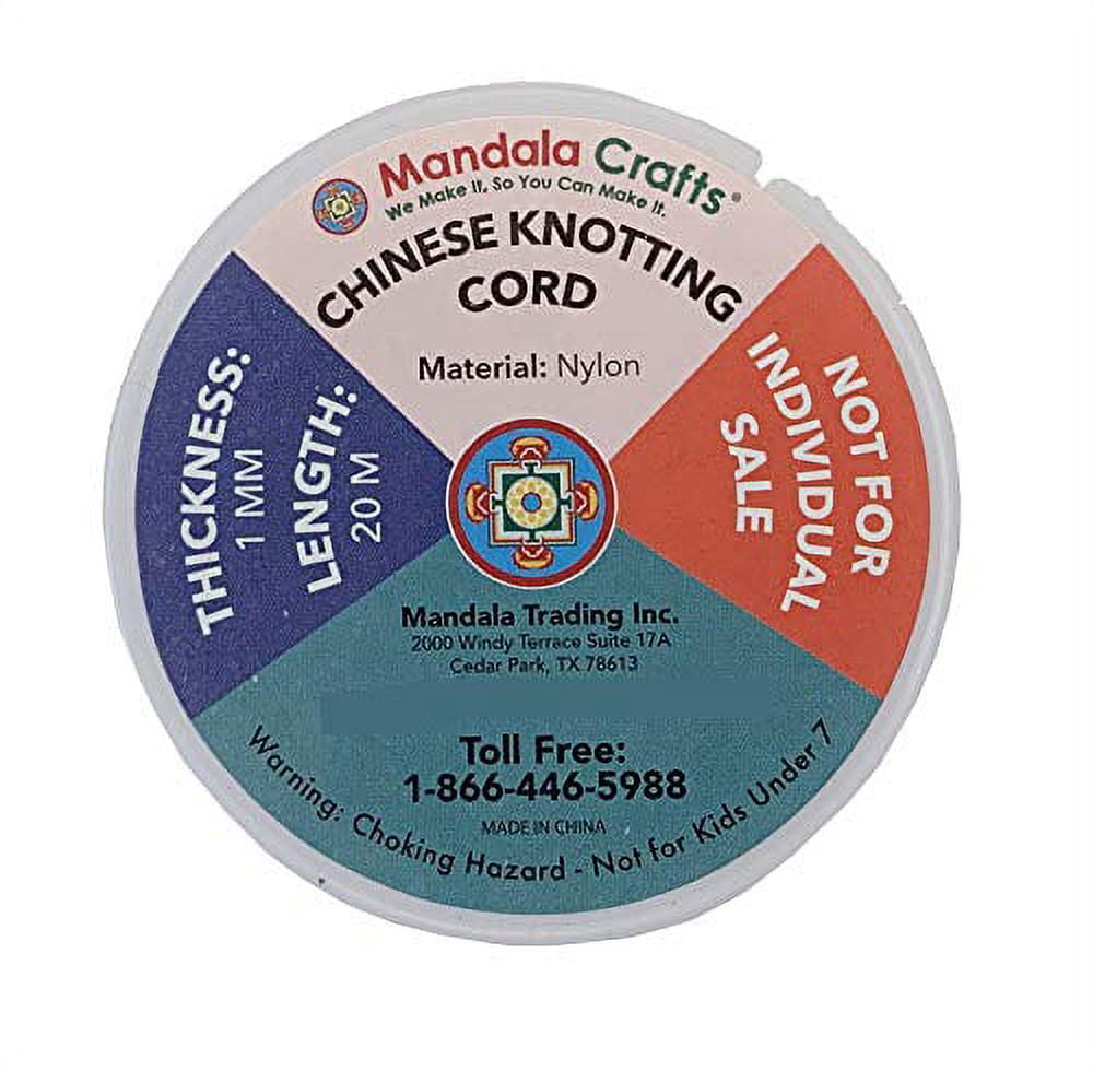 Mandala Crafts Satin Rattail Cord String from Nylon for Chinese Knot, Macramé, Trim, Jewelry Making Assorted Colors 1mm