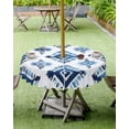 thumbnail image 4 of Boanket Outdoor Tablecloth with Umbrella Hole for Patio/Picnic/Party/Camping, Boho Aztec Blue Waterproof Table Cloth Round Cover Washable, Southwest Geometric Abstract Tribal (Dia 54"), 4 of 7