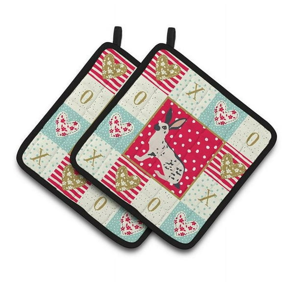 Carolines Treasures CK5388PTHD English Spot Rabbit Love Pair of Pot Holders, 7.5HX7.5W, multicolor