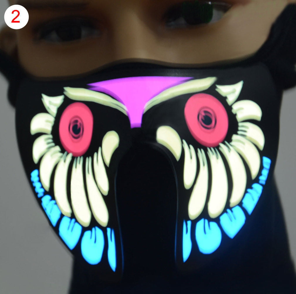 LED Luminous Flashing Face Mask Party Mask Light Up Dance Halloween CosplayMaskH 