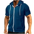 thumbnail image 3 of Mens Short Sleeve Hoodie Zip Up Summer Lightweight Sweatshirts with Hood Plain Drawstring Zipped Hoodies Shirts Casual Hoody Solid Color Workout Sports Hooded Tops, 3 of 7