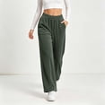 thumbnail image 5 of Women's Velour Straight Leg Vintage Pants Fall Elastic Waist High Rise Loose Fit Soft Fashion Casual Trousers With Pockets, 5 of 6