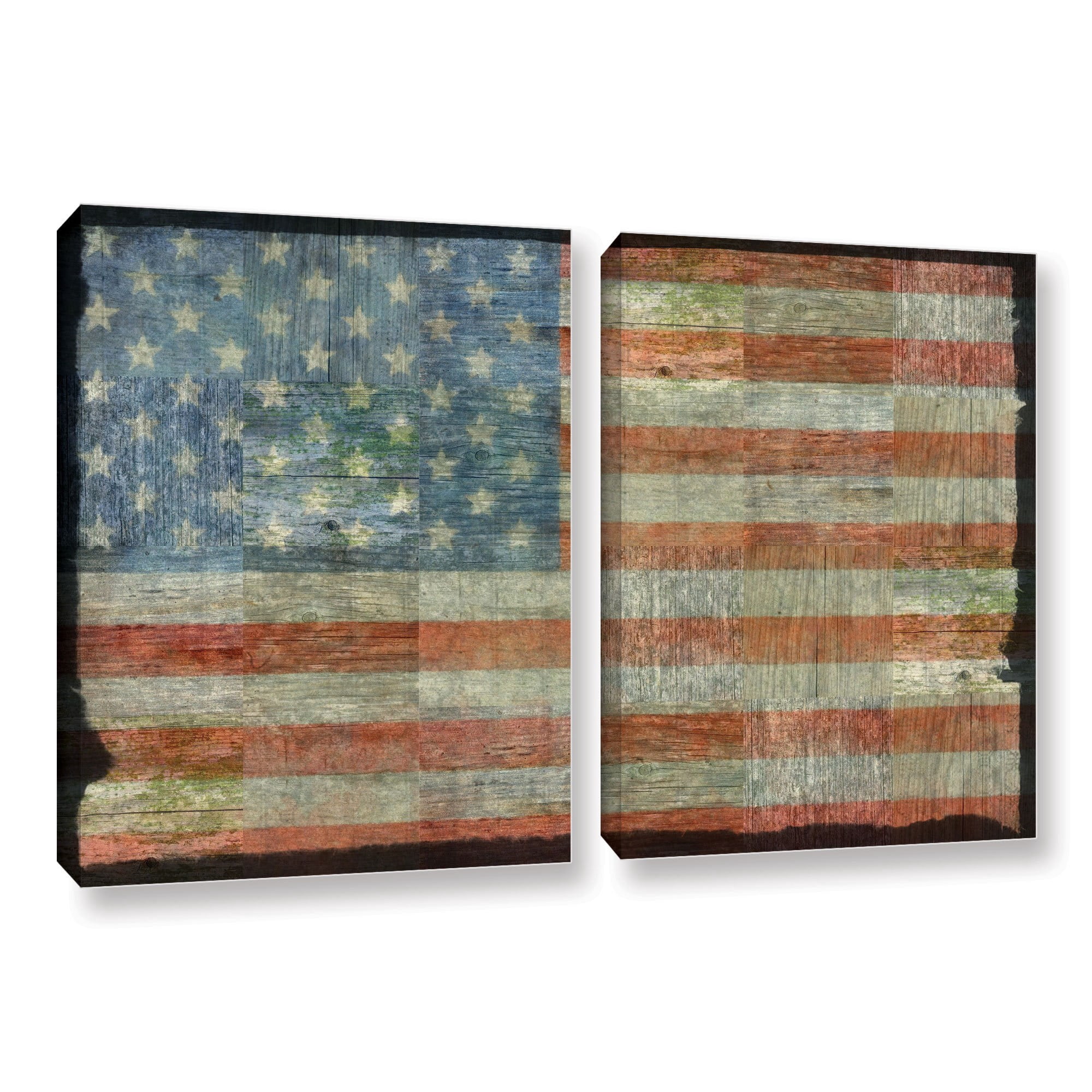 ArtWall Kevin Calkins "Old Glory" 2-Piece Gallery-Wrapped Canvas Set