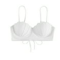 thumbnail image 2 of Pink Season Women Bikini Bra Push Up Padded with Wire Spaghetti Strap Solid Color Swimming Seashell Shape Lace Up Beach Swimming Top Women Clothes, 2 of 8