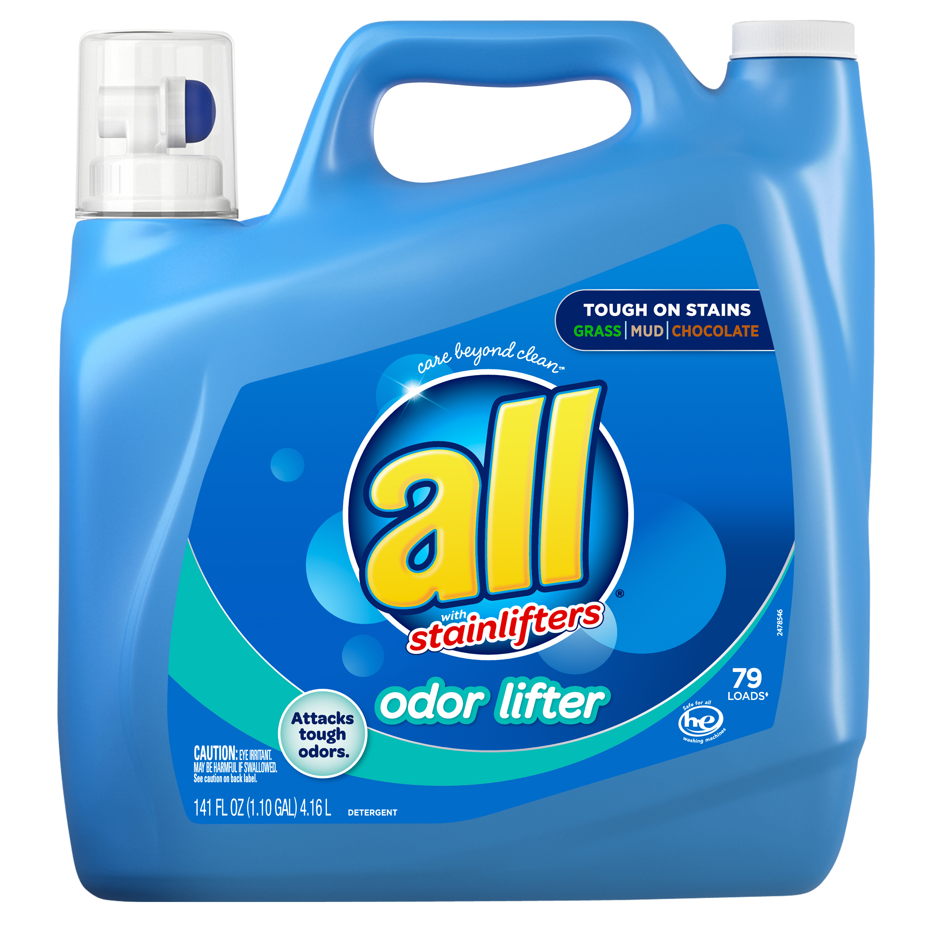 all Liquid Laundry Detergent, Odor Lifter, 141 Ounce, 79 Loads
