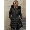 thumbnail image 2 of Giolshon Women's Winter Thickened Quilted Puffer Jacket Zipper Pockets Bubble Coat with Removable Hood and Faux Fur Collar G23-23 Black XXL, 2 of 3