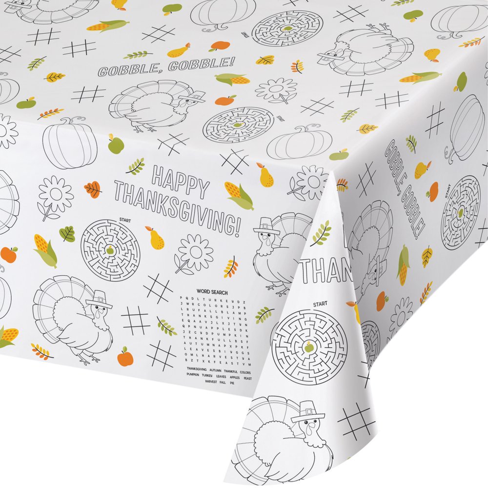 Thanksgiving 88" x 54" Paper Activity Tablecloths 3 Count