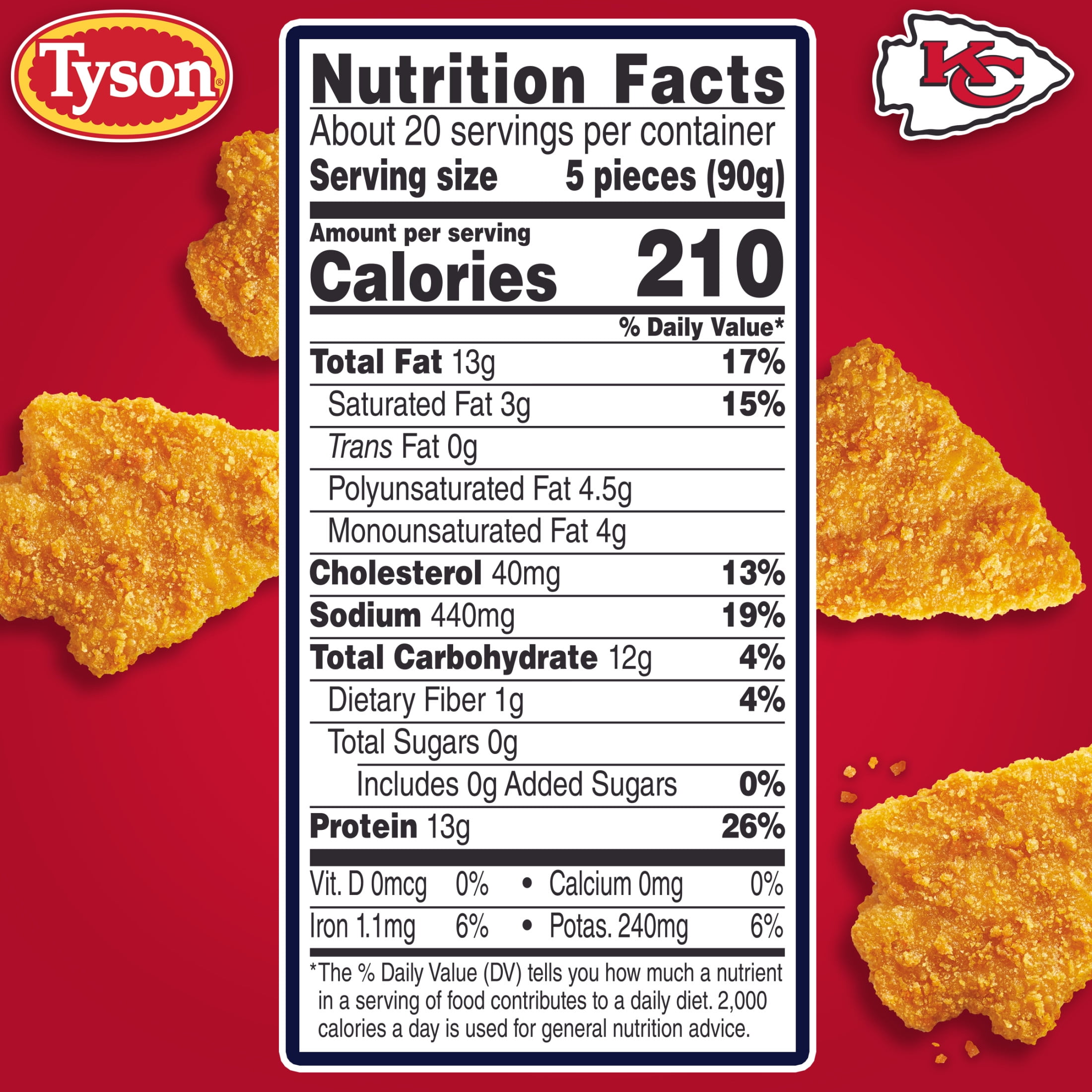 Tyson Chiefs Chicken Nuggets, 64 oz (Frozen, Fully Cooked)