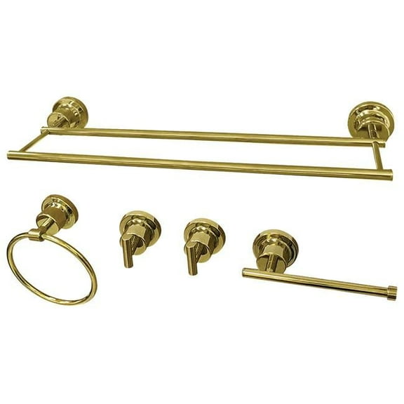 Concord 5 Piece Modern Bathroom Accessory Set, Polished Brass