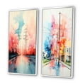 thumbnail image 3 of Designart "Colorfull Power Lines Gridscape Charm III" Power Lines Framed Wall Art Set Of 2 - Multi-Color Architecture Frame Gallery Set For Office Decor, 3 of 6