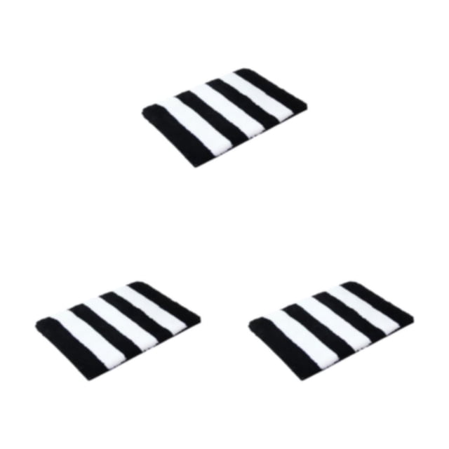relayinert 1/2/3 Non-Slide Rug For Bathrooms - Waterproof And Easy To Clean Polyester Bathroom Carpet Bathroom Shower Non-Slide Mat black white 41cm * 61cm 3PCS