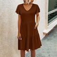 thumbnail image 1 of Fankiway Robe Décontractée Ample pour Femmes Robe de Plage Col en V avec Poches Robe d'Été Manches Courtes Robes pour Femmes Grande Taille Liquidation Robes d'Été pour Femmes Manches Courtes, 1 of 1