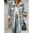 thumbnail image 2 of Leopard Print Shacket Jacket, Casual Button Front Turn Down Collar Long Sleeve Outerwear, Women's Clothing, 2 of 5