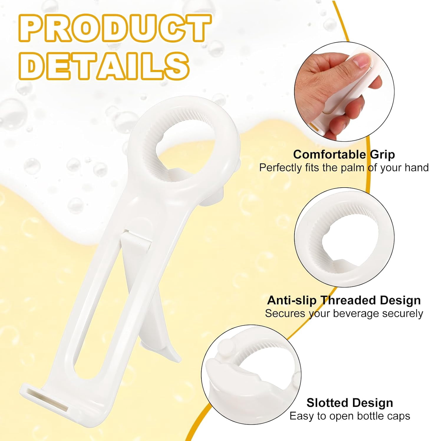 FRKSMD-Jar Key Lid Opener, Jar Lid Opener with Phone Stand Easy Grip Design Multifunctional Can Open Tool for Elderly Seniors Women Weak Hands Kitchen Use, White