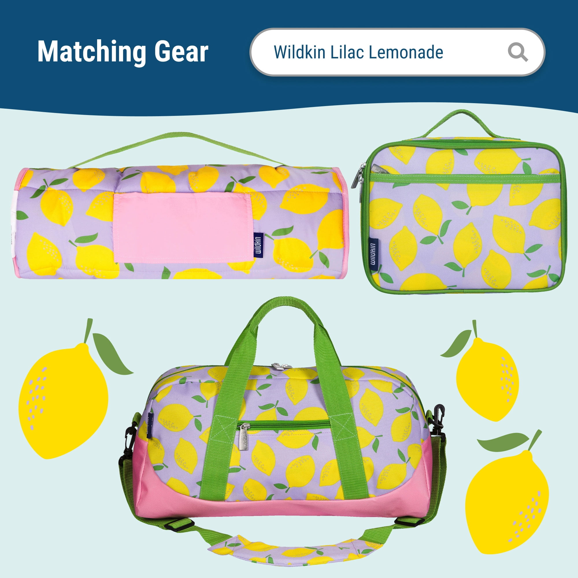 Wildkin Kids 12 Inch Backpack for Toddler Boys and Girls, Insulated Front Pocket (Lilac Lemonade)