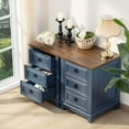 thumbnail image 5 of Night Stand Set of 2, Farmhouse 18" End Table with 3 Drawer Metal Handle, Dresser for Bedroom, Sofa Bed Side Table Chest of Drawers,Wood Nightstand Cabinet for Organizer, Living Room-Blue, 5 of 9