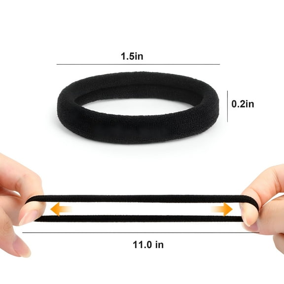 VANIDO 100pcs Black Elastic Hair Ropes, No Crease Rubber Band Hair Ties, Ouchless Ponytail Holders for Girls