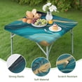 thumbnail image 4 of Teal Gold Wave Marble Pattern Square Fitted Tablecloth with Elastic Edge,Square Table Cover,Washable Elastic Table Cover for Home Kitchen Party Decor 34"x34", 4 of 6