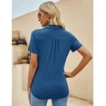 thumbnail image 6 of ZHENWEI Womens Collared Casual Short Sleeve V Neck Polo T Shirts Loose Tunic Tops Blouses with Pocket, 6 of 7