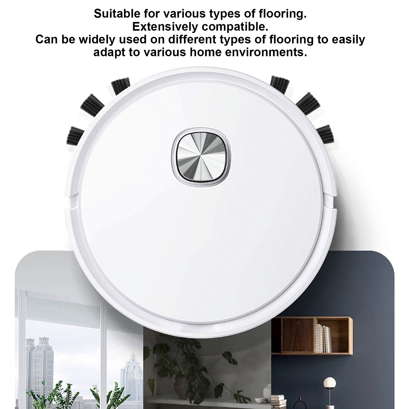 BIMZUC 3 in 1 Robot Vacuum Cleaner Anti Fall Smart Robotic Vacuum Strong Suction Obstacle Avoidance for Pet Hair Hardwood Floor Daily Cleaning (9.4x9.4 in / 24x24 cm) White
