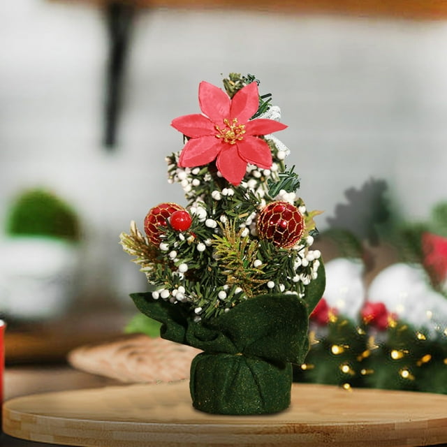 HANDIED Desktop dress up Artificial Christmas Tree 8 Inch Tabletop Christmas Tree With Ornaments For Christmas Decoration