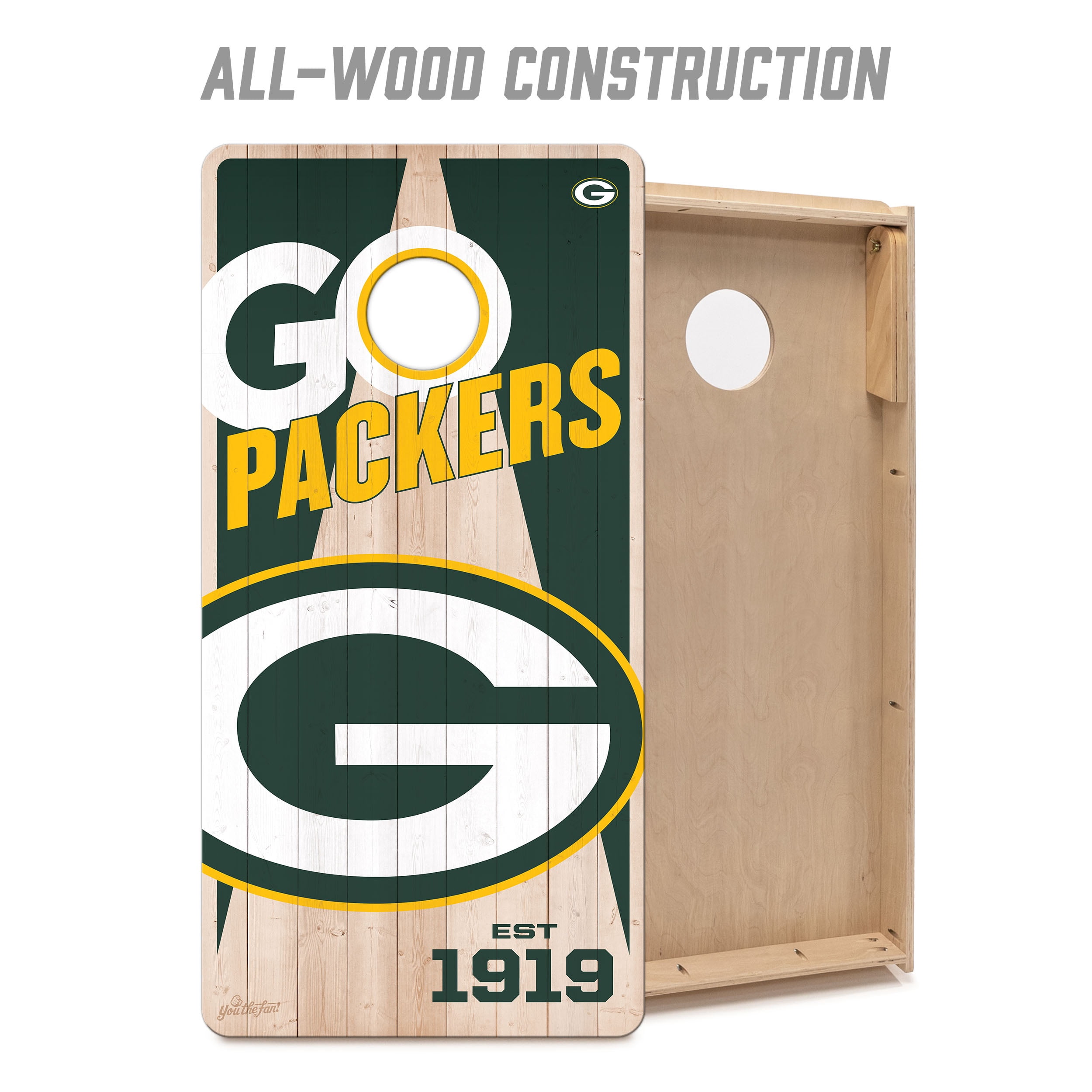 YouTheFan NFL Green Bay Packers 2' x 4' Cornhole Game No Bags