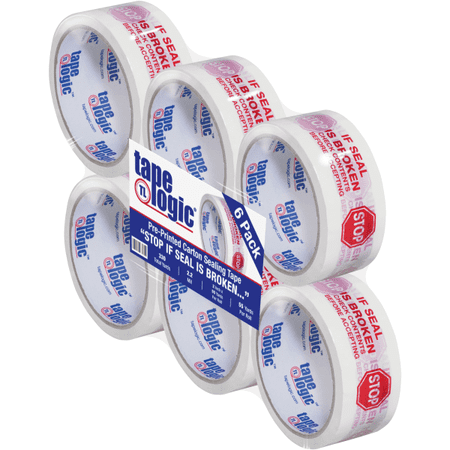 UPC: 0848109023489 | Tape Logic® Stop If Seal Is Broken Preprinted Carton-Sealing Tape 3 Core 2 x 55 Yd. Red/White Case Of 6