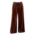 thumbnail image 5 of Gytharion Women's Velvet Wide Leg Pants Drawstring Elastic High Waist Pants Solid Color Casual Trousers with Pockets, 5 of 5