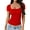 Short Sleeve-Red, variant on Square Neck Tops for Women Slim Fitted T Shirts Short Sleeve Tight Summer Tees