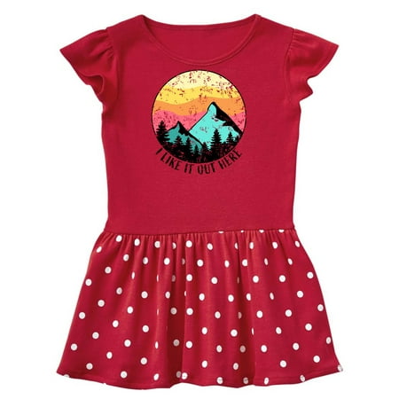

Inktastic I Like it Out Here Mountains at Sunset Distressed Gift Toddler Girl Dress