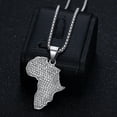 thumbnail image 4 of Hip Hop Iced Out African Africa Map Pendant Golden Silver Color Necklace for Women Men Fashion Party 14K Yellow Gold Jewelry Gift, 4 of 7