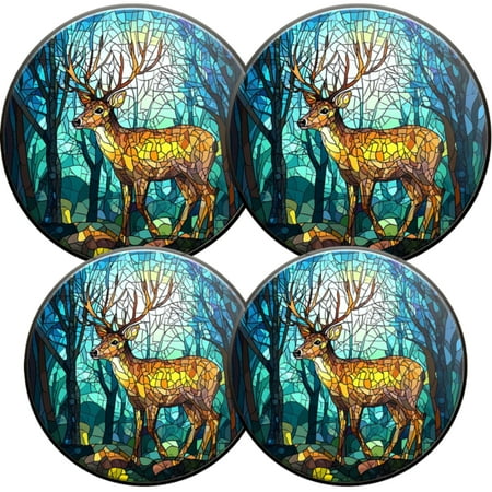 

Electric Stove Burner Covers 4 Pcs Round Gas Burner Cover 8 and 10 Inch deer in forest