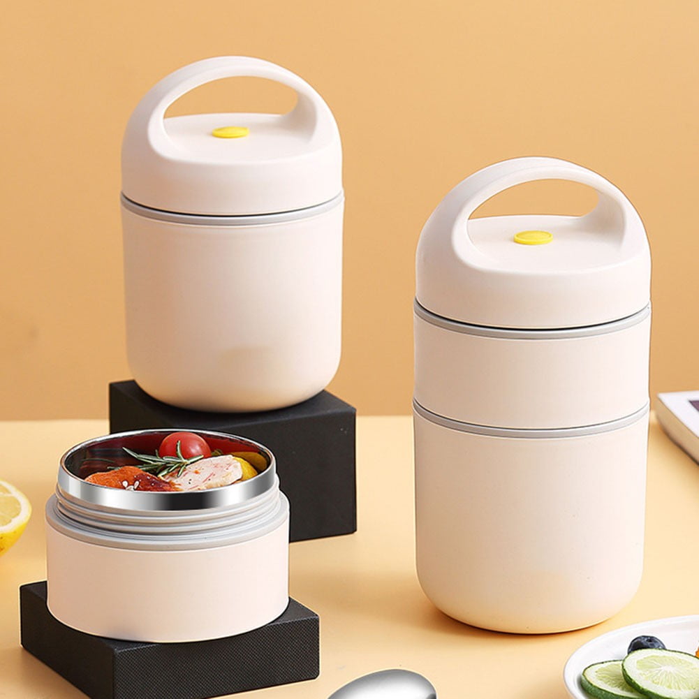 LITTLE HOME Stainless Steel Vacuum Thermal Lunch Box, Insulated Food Warmer Container for Hot & Cold Meals, Leakproof Bento Box with Silicone Seal, Dishwasher Safe, 19.5x9.6x9.6cm