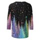 thumbnail image 4 of Camisetas de Navidad para Mujeres, 3/4 Manga Cuello Redondo Blusa con Estampado de Vacaciones, Top de Moda Casual, 4 of 9