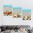 thumbnail image 4 of Beach Picture Decor Ocean Painting Canvas Wall Art Prints of Starfish and Seashell on Sandy Seaside Ready to Hang for Living Room Bedroom Office Wall Decor Home Decoration12x16x3pcs, 4 of 6