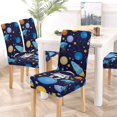 thumbnail image 5 of FMSHPON Cartoon Space Astronaut Rockets Planets Stars Starry Night Stretch Chair Cover Protector Seat Slipcover for Dining Room Hotel Wedding Party Set of 4, 5 of 6