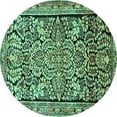 thumbnail image 1 of Ahgly Company Indoor Round Persian Turquoise Blue Traditional Area Rugs, 7' Round, 1 of 4