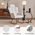 thumbnail image 3 of Rocking Chair with Footrest – Modern High Back Accent Armchair with Tufted Back, Teddy Fabric Upholstered Nursery, Ivory Glider Chair for Living Room and Bedroom, 3 of 8