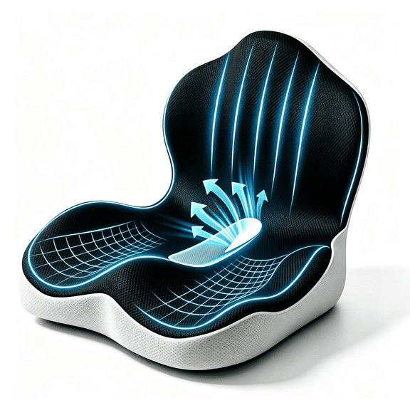 Ergonomic Seat Cushion, 2-in-1 L-Shaped Lumbar Support Pillow, Non-Slip Breathable Memory Foam Pad for Car & Office & Home Chair, Black