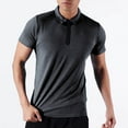 thumbnail image 1 of Blusa y camisa de manga corta con cuello vuelto para hombre, color liso, informal, elástica, con cremallera, deportiva, de manga corta, con cuello vuelto, para hombre, tops de poliéster, 1 of 4