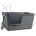 thumbnail image 2 of Cat Litter Box 4 Pack, Extra Large Open Top Litter Pan for Big Cats, Low Entry Senior Kitty Litter Pen, Grey Plastic Tray, 2 of 7