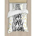 thumbnail image 3 of Ambesonne Live Laugh Love Stylized Hand Lettering on Dotted Backdrop Inspirational Phrase Duvet Cover Set, 3 of 3