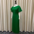 thumbnail image 5 of AURA Plus Size Ruffle Sleeve Pleated Midi Dress Elegant High Waist Swing Skirt Solid Color, 5 of 8