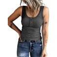 thumbnail image 3 of Camisetas sin mangas Henley para mujer con cuello en V acanalado y botones para verano, 3 of 5