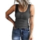 thumbnail image 3 of KINLONSAIR Camisetas sin mangas Henley para mujer con cuello en V acanalado y botones para verano, 3 of 5