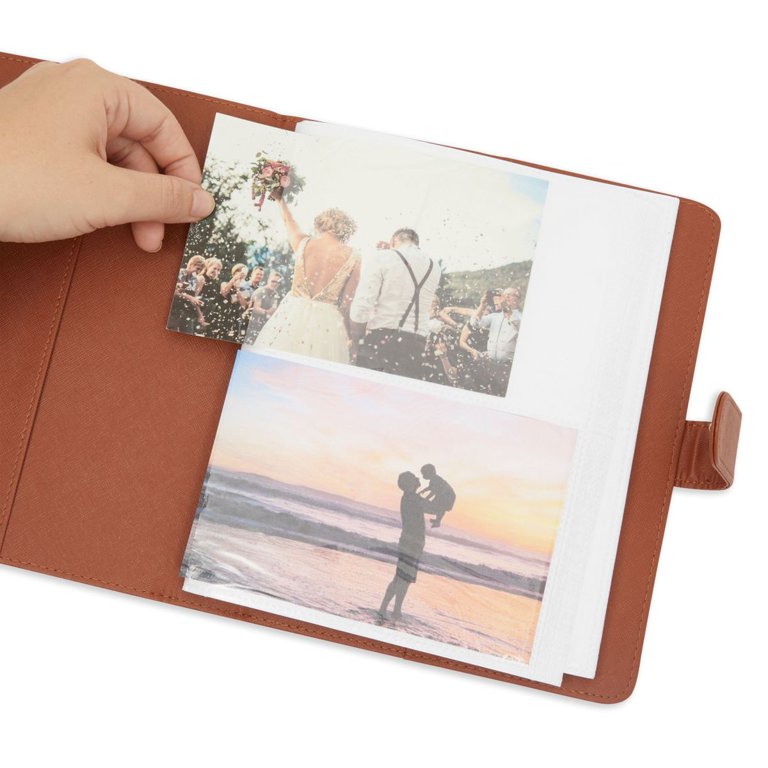 Vintage Album with Snap Fastener for 4x6 Inch Photos, 112 Capacity (Brown  Leather)