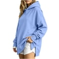 thumbnail image 5 of Women's Winter Sporty Top Mock Neck Raglan Sleeves Loose Hooded Sweatshirt Long Sleeve Split Cuff Tops Casual Fashion Pullover, 5 of 6